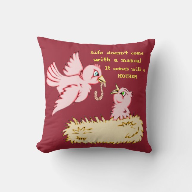Almofada Mãe E Pássaro Vermelho (Frente)