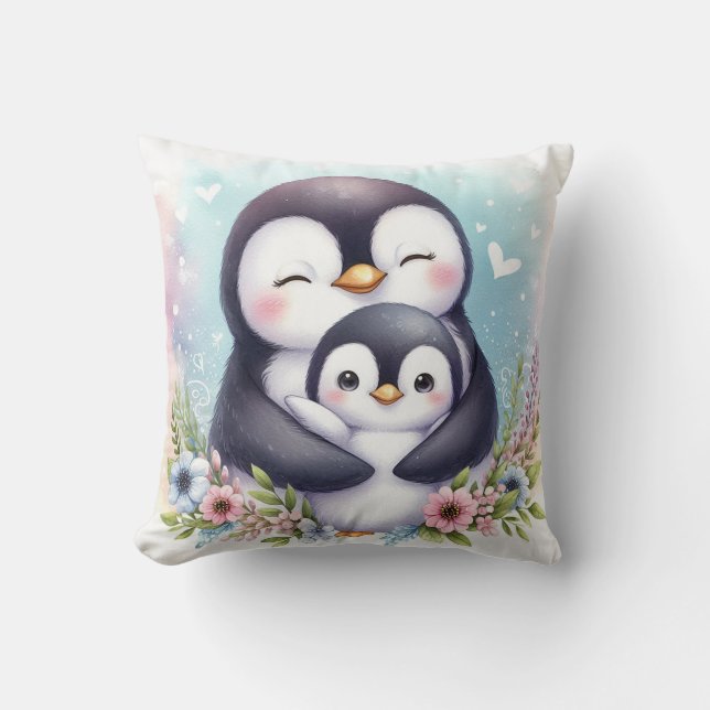 Almofada Mãe e Pinguim Bebê (Frente)
