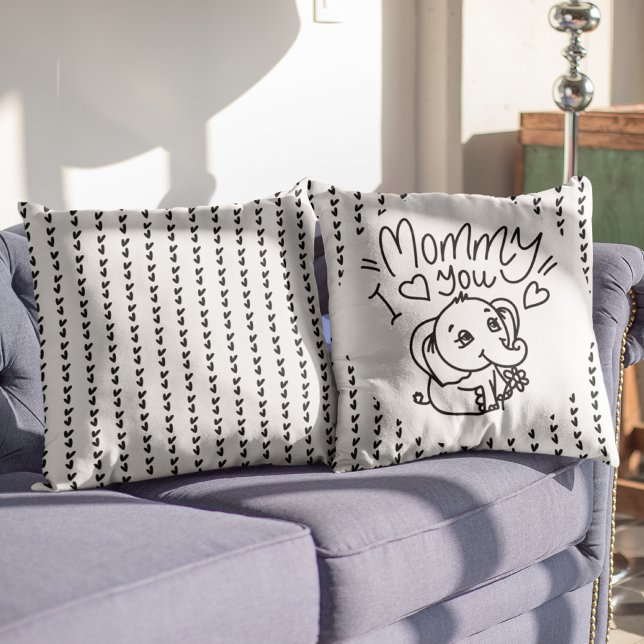 Almofada Mãe Elefante e Dia de as mães Me (Elephant Mum & Me Mother's Day Throw Pillow)