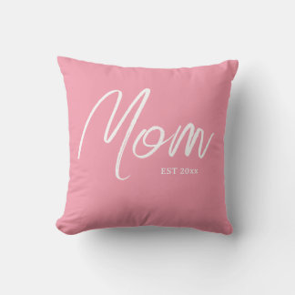 Almofada Mãe Elegante Script Rosa com Ano Estabelecido