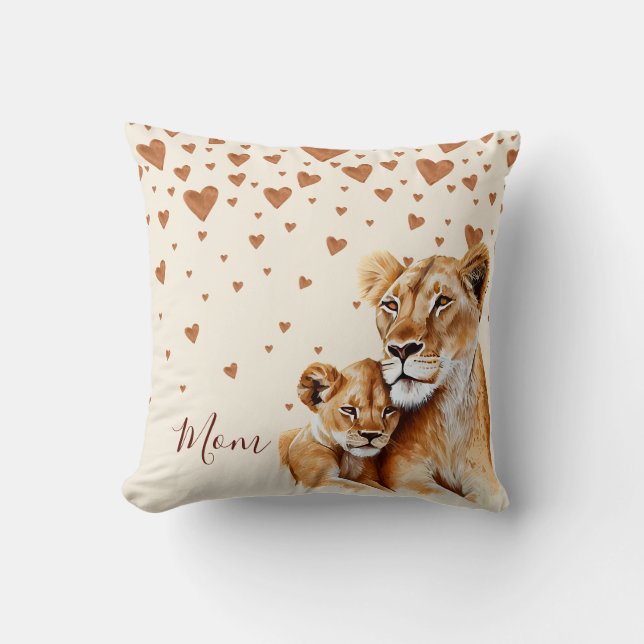 Almofada Mãe Lion e seu dia de as mães bebê (Frente)