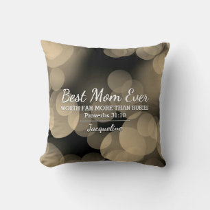 Almofada MÃE MELHOR JÁ Prov 31 Sepia Bokeh Personalizada