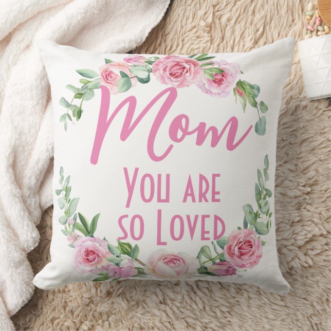 Almofada Mãe, você é tão amada Rosa Floral Wreath (Cobertor)