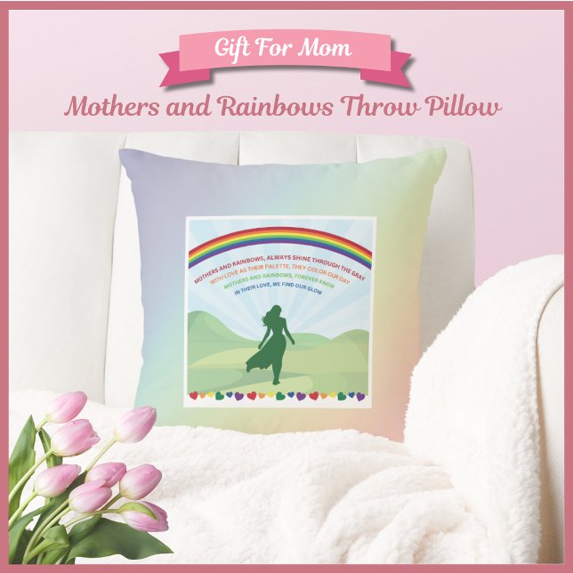 Almofada Mães e Arco-íris Travesseiro de Dia das Mães (Mothers and Rainbows Throw Pillow)