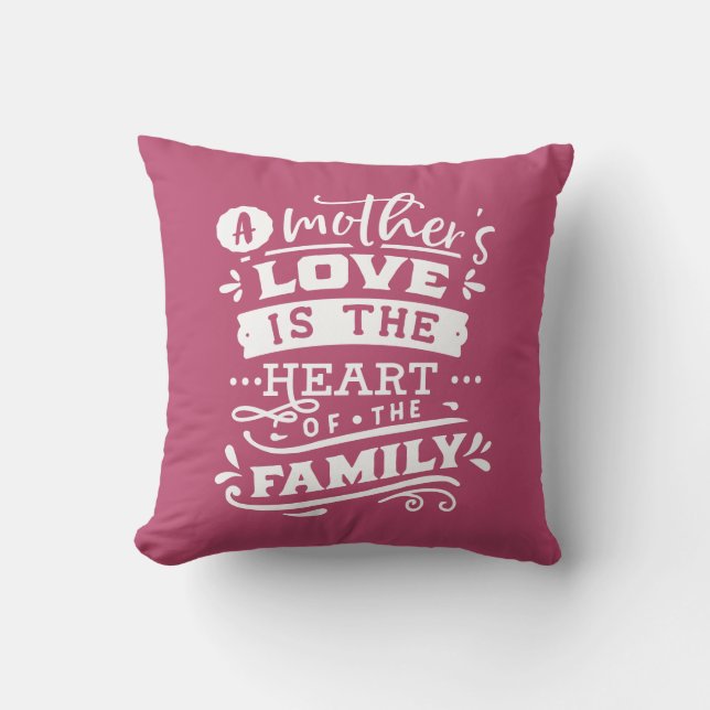 Almofada Magenta com Na moda de dia de as mães com  de amor (Frente)