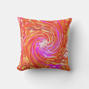 Almofada Magenta Retro e Cores de Outono Floral Swirl