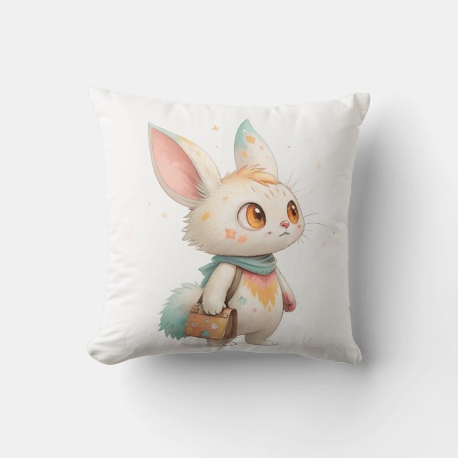 Almofada Magical Paint-Splashed Rabbit-Cat Creature (Frente)