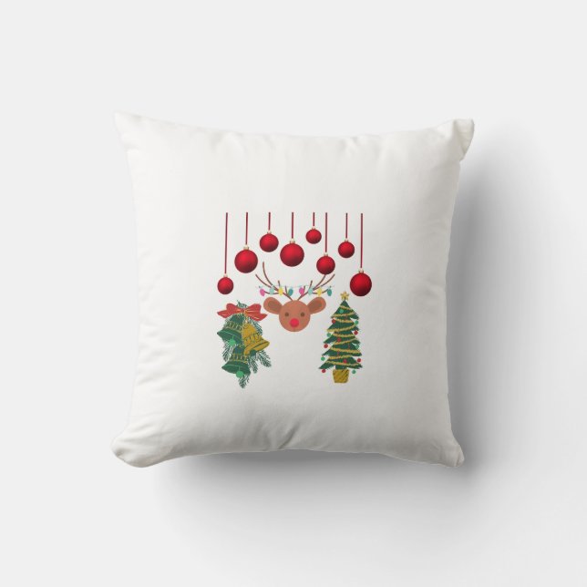 Almofada Magical Reindeer Bells and Christmas Tree Design  (Frente)