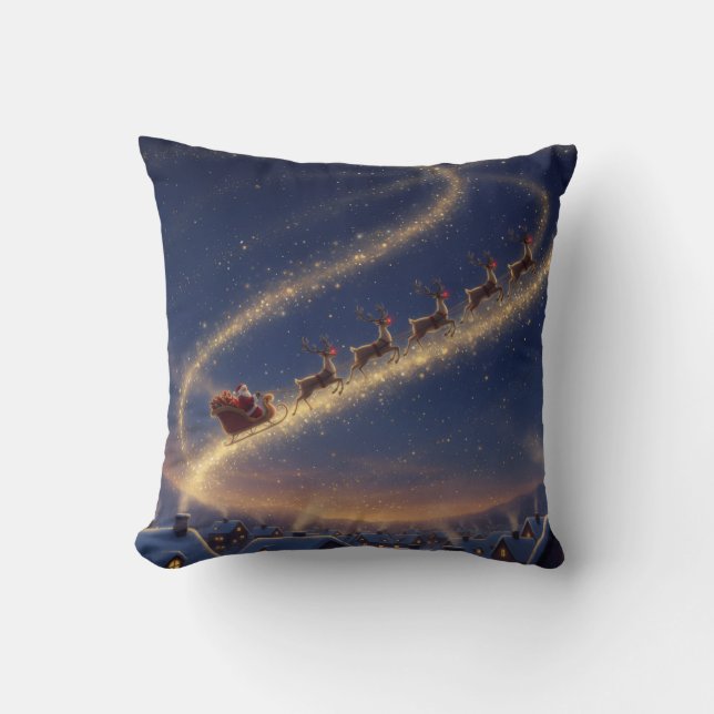 Almofada Magical Santa Christmas Pattern Starry Night Sky  (Frente)