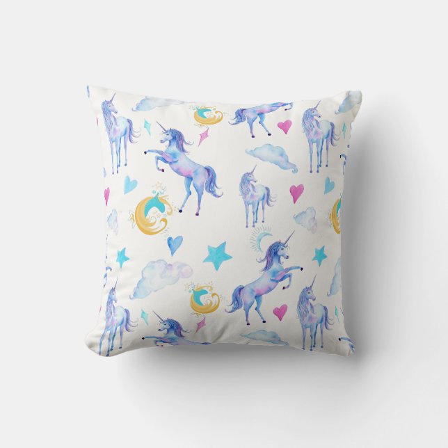 Almofada Magical Unicorn Pattern Watercolor Design (Frente)