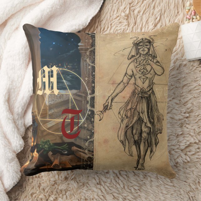Almofada Magician tarot alchemy elegant & monogram  (Cobertor)
