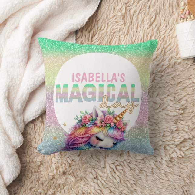 Almofada Mágico de unicórnio arco-íris brilhante (Cobertor)