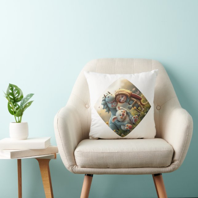 Almofada „Magische Freunde im Blütenland“ (Cadeira)