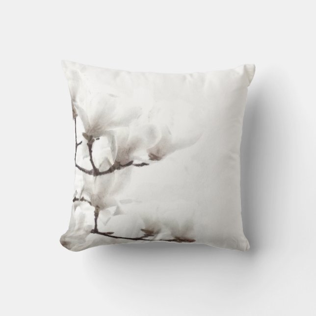Almofada Magnólia Floral Preta e Branco (Frente)