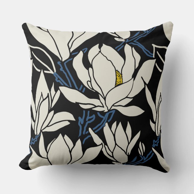 Almofada Magnolia graphic in beige and black pattern (Frente)
