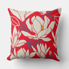 Almofada Magnolia graphic in red pattern