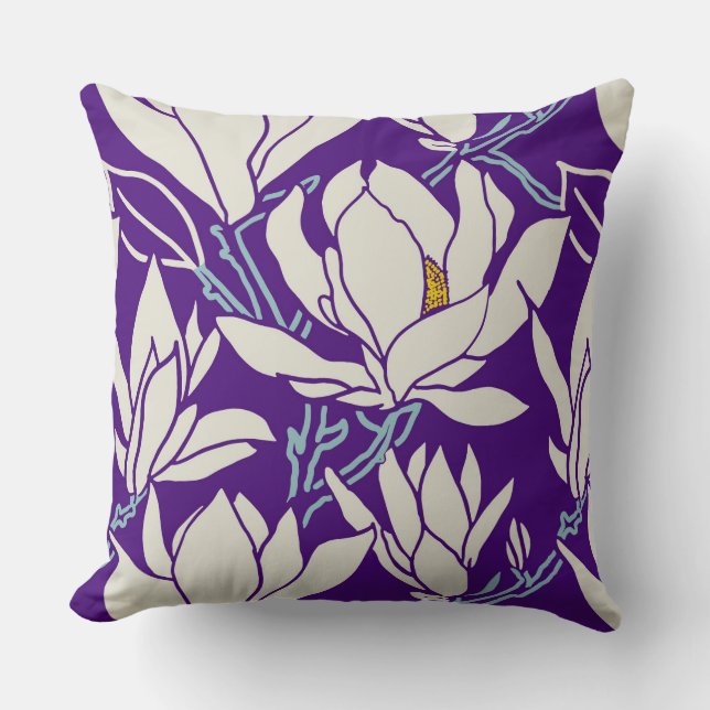 Almofada Magnolia graphic in violet pattern (Frente)