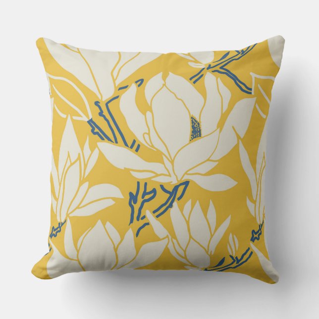 Almofada Magnolia graphic in yellow pattern (Frente)