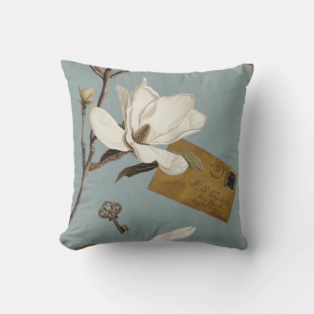 Almofada Magnolia Grove with Owls 05 Duck egg blue (Frente)