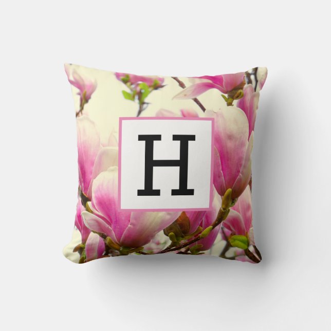 Almofada Magnolia Vintage Floral Blossom Botânico Chic (Frente)