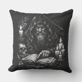 Almofada Mago Estudando o Grimório — por BurnsInHell
