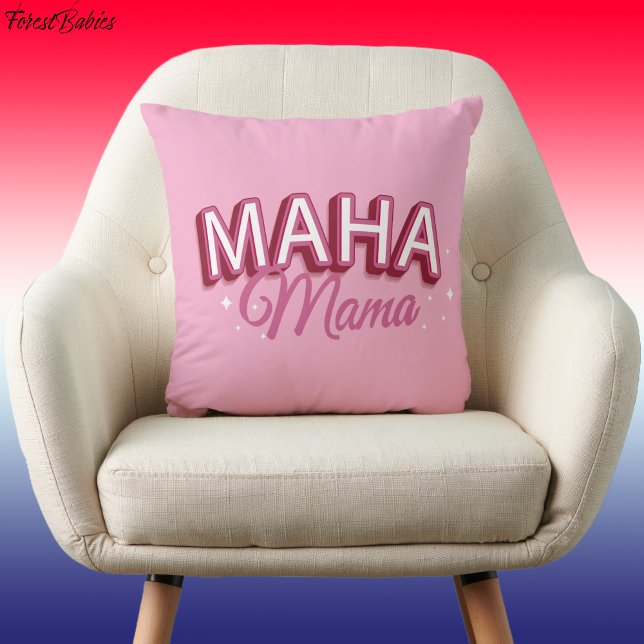 Almofada MAHA Mama, Torne a América saudável novamente 🇺 r (Pink MAHA Mama- Make America Healthy Again - Throw Pillow)