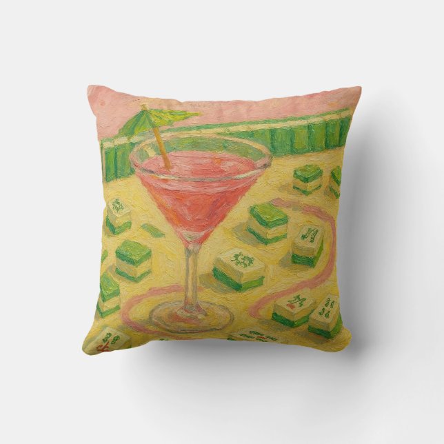 Almofada Mahjong Chic Pintura Cocktail  (Verso)
