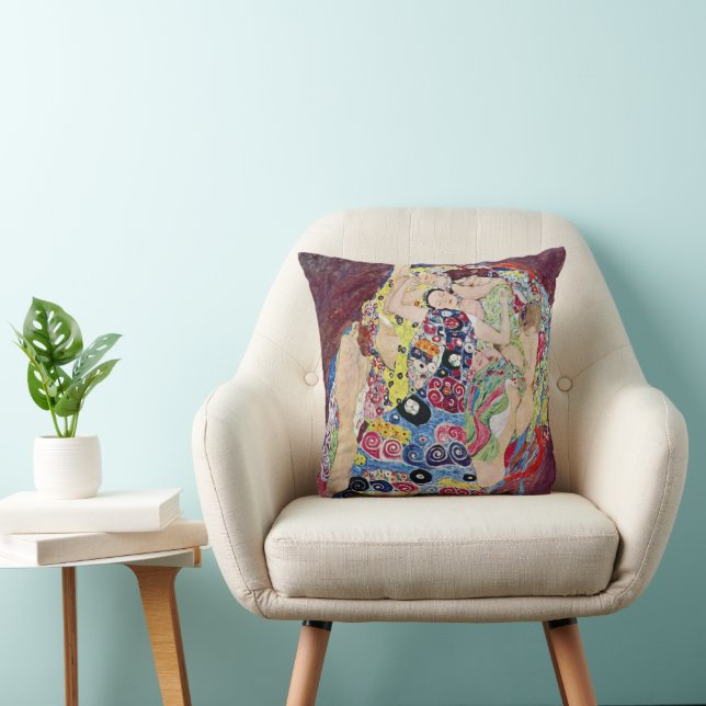 Almofada Maiden (Virgem), Gustav Klimt, Vintage Art Nouveau (Cadeira)