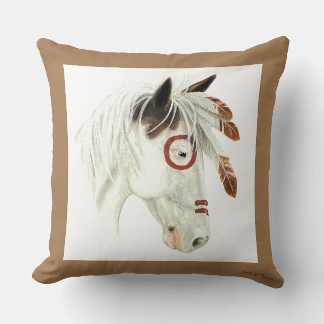 Almofada Maiestone Medicine Hat Pony Horse Art Por Bihrle (Frente)