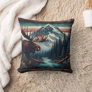 Almofada Maiestosa Moose na Paisagem Cênica da Montanha