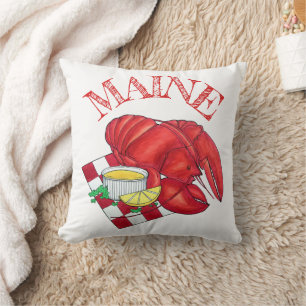 Almofada Maine Lagosta Janta marisco Vermelho Gingham