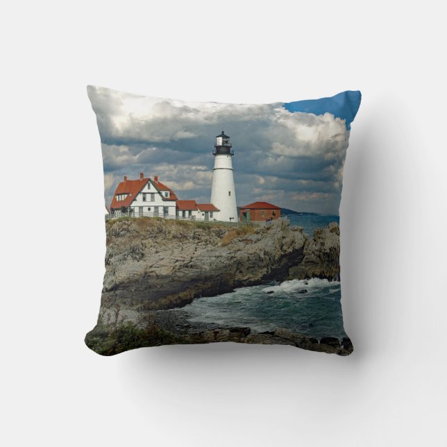 Almofada Maine Portland Head Lighthouse Foto (Frente)