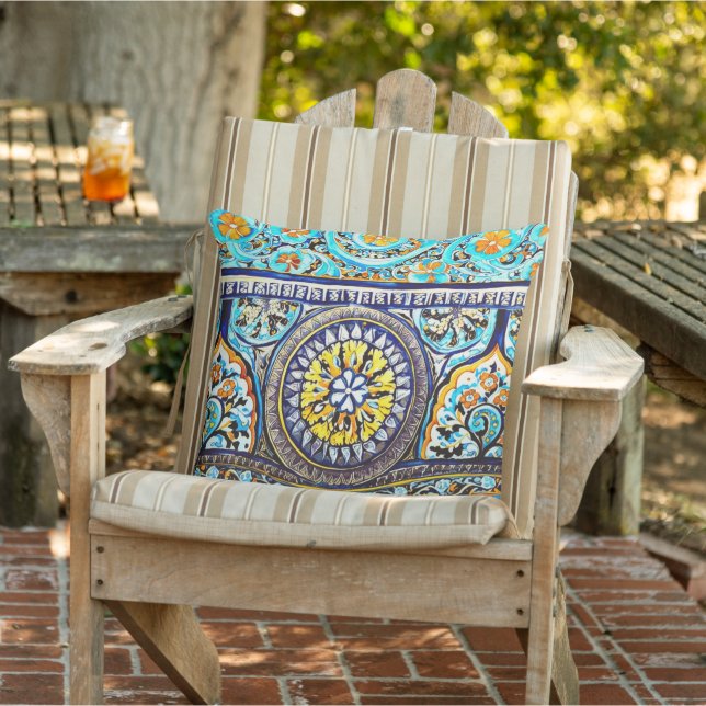 Almofada Maiolica Floral Espanhola Romana Italiana (Cadeira)