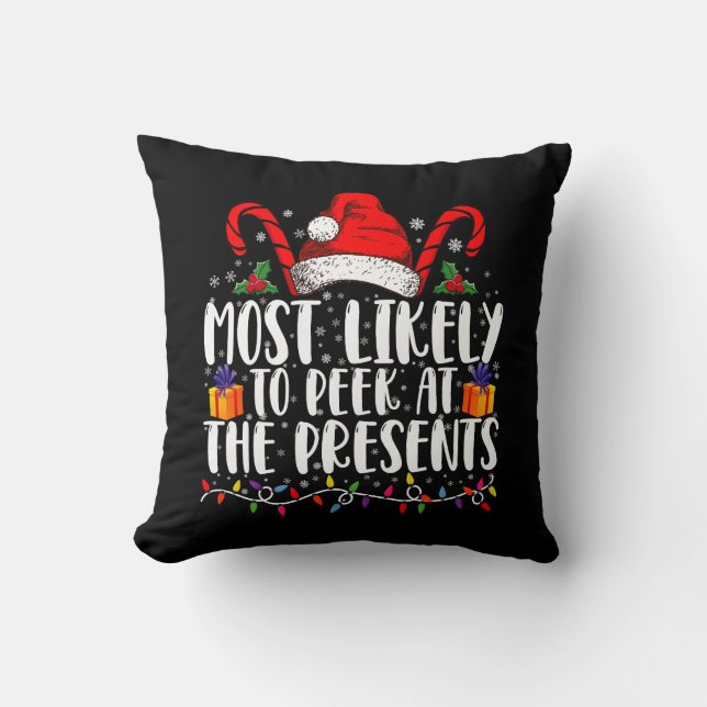 Almofada Mais Propenso a Espiar os Presentes de Natal em Fa (Frente)