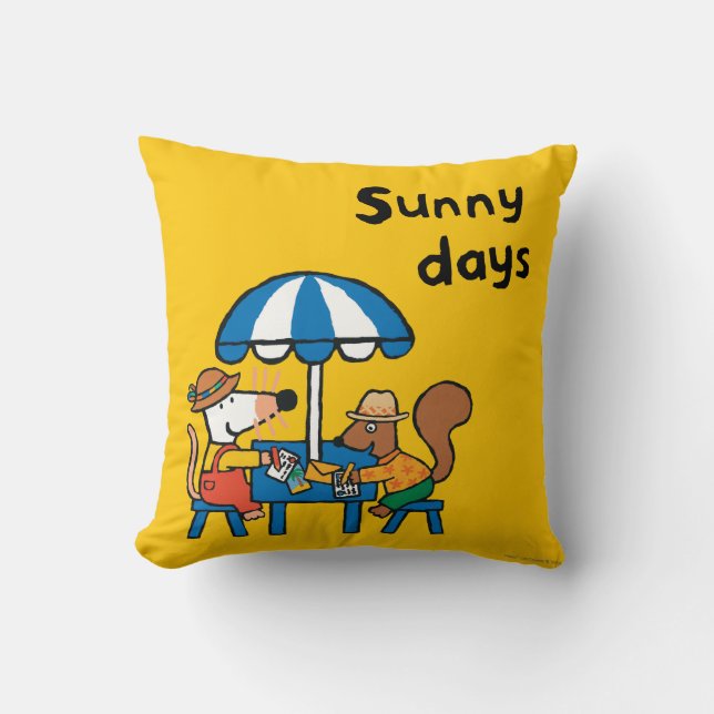 Almofada Maisy escreve cartão sob o guarda-chuva azul (Frente)