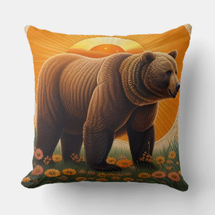 Almofada 🐻 Majestade do Urso Selvagem – Cena da Natureza d
