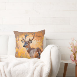 Almofada Majestic Deer in a Field of Wildflowers