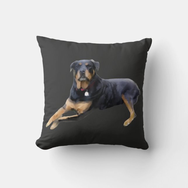 Almofada Majestic Rottweiler: Serenity in Strength (Frente)