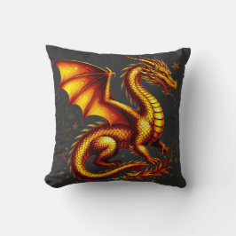 Almofada Majestoso Dragão Dourado Com Escamas Douradas