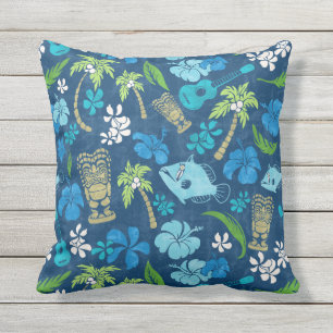 Almofada Makapuu Beach Hawaiian Batik - Turquoise