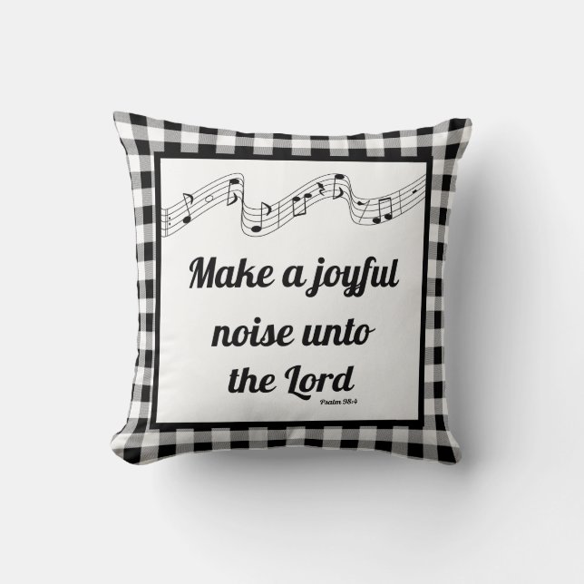 Almofada Make a joyful noise buffalo plaid Throw Pillow (Frente)