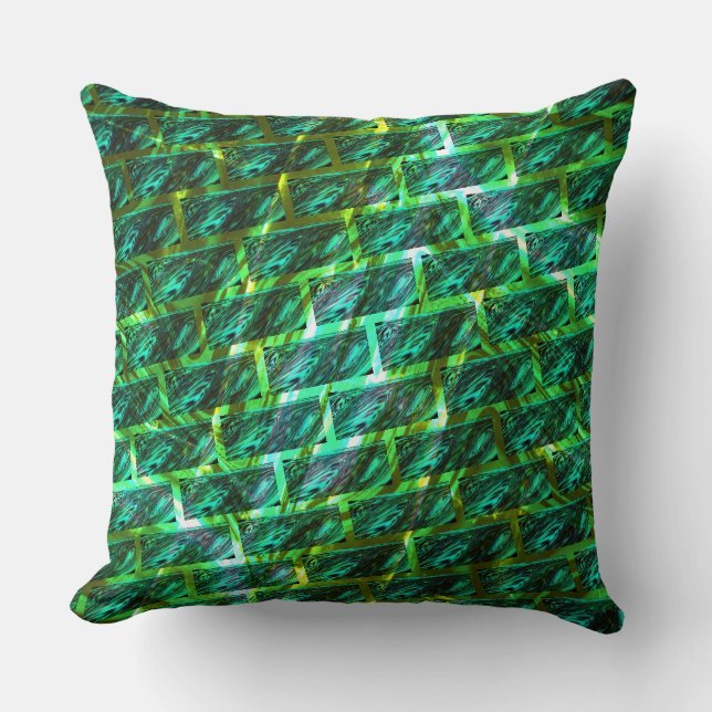 Almofada Maldito verde, arranhado, grade ou tijolo diferent (Frente)