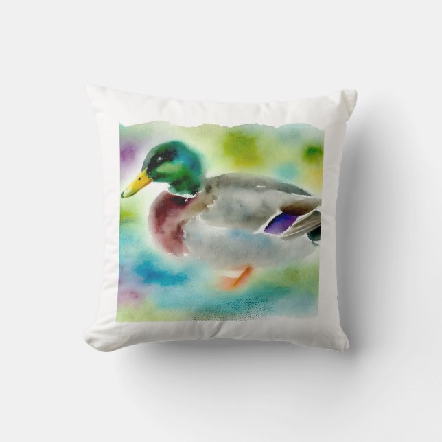 Almofada Mallard Duck 091024AREF134 - Watercolor (Frente)