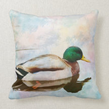Mallard Ducks Travesseiro decorativo de Aquarela
