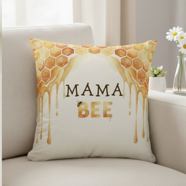 Almofada Mama Bee Honeycomb Honey Drip Baby Shower (Mama Bee Honeycomb Honey Drip Baby Shower Throw Pillow
)