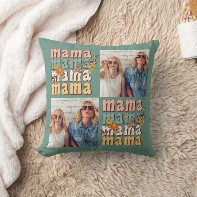 Almofada Mama Colorful Retro Custom Photos Mother's Day  (Cobertor)