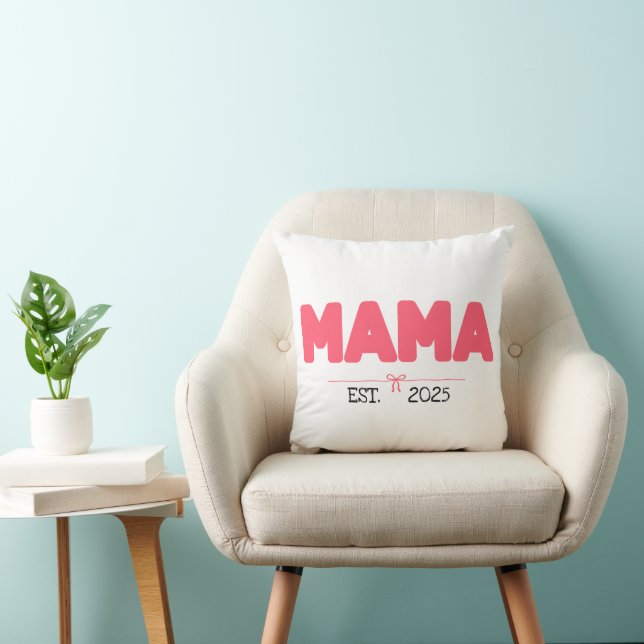 Almofada MAMA EST. 2025 - presentes personalizados para Mãe (Cadeira)