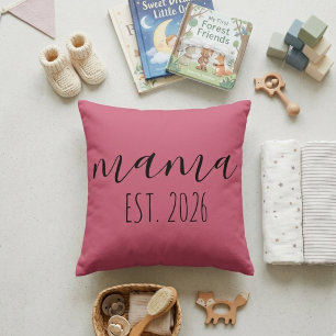 Almofada Mama Est. 2026 Mãe Para Ser Personalizado Minimali