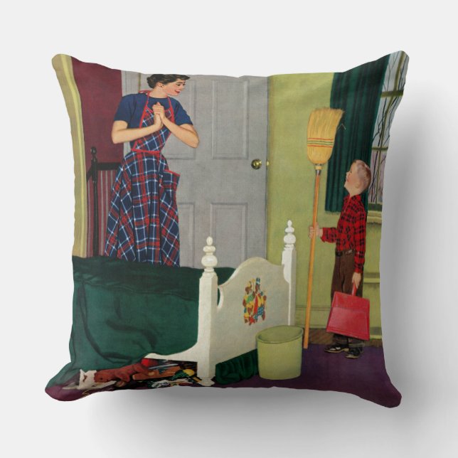 Almofada Mamã, eu limpei minha sala! (Frente)