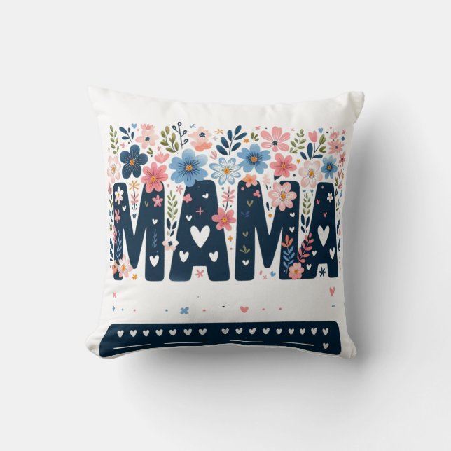 Almofada Mama Floral Heart – Boho Chic Mom Design (Frente)